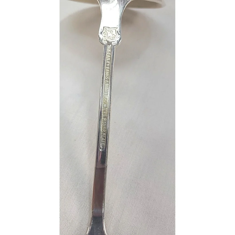 Antique Bailey Banks & Biddle Silver Plate Soup Ladle, Fiddle Pattern 9 Inches